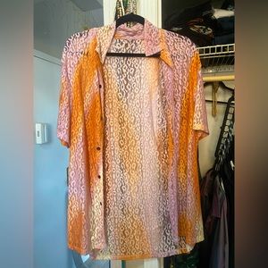 Sheer leopard/cheetah button-up